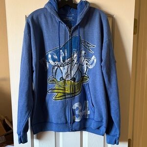 Walt Disney World EUC Donald Duck Blue Mineral Washed Hoodie Sweatshirt size L